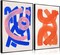 2 Pcs Abstract Colorful Line Wall Art Minimalist Thick Striped Prints Pictures Simple Blue Orange Pink Canvas Posters Watercolor Painting Home Wall Decor for Living Room Bedroom Bathroom 12x16in